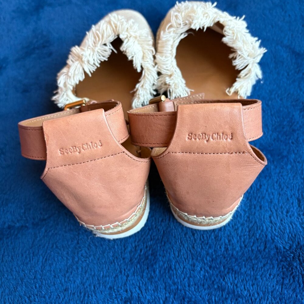 See by Chloé Glyn Leather & Canvas Sandals | US Size 10 / 41 - Picture 2 of 7